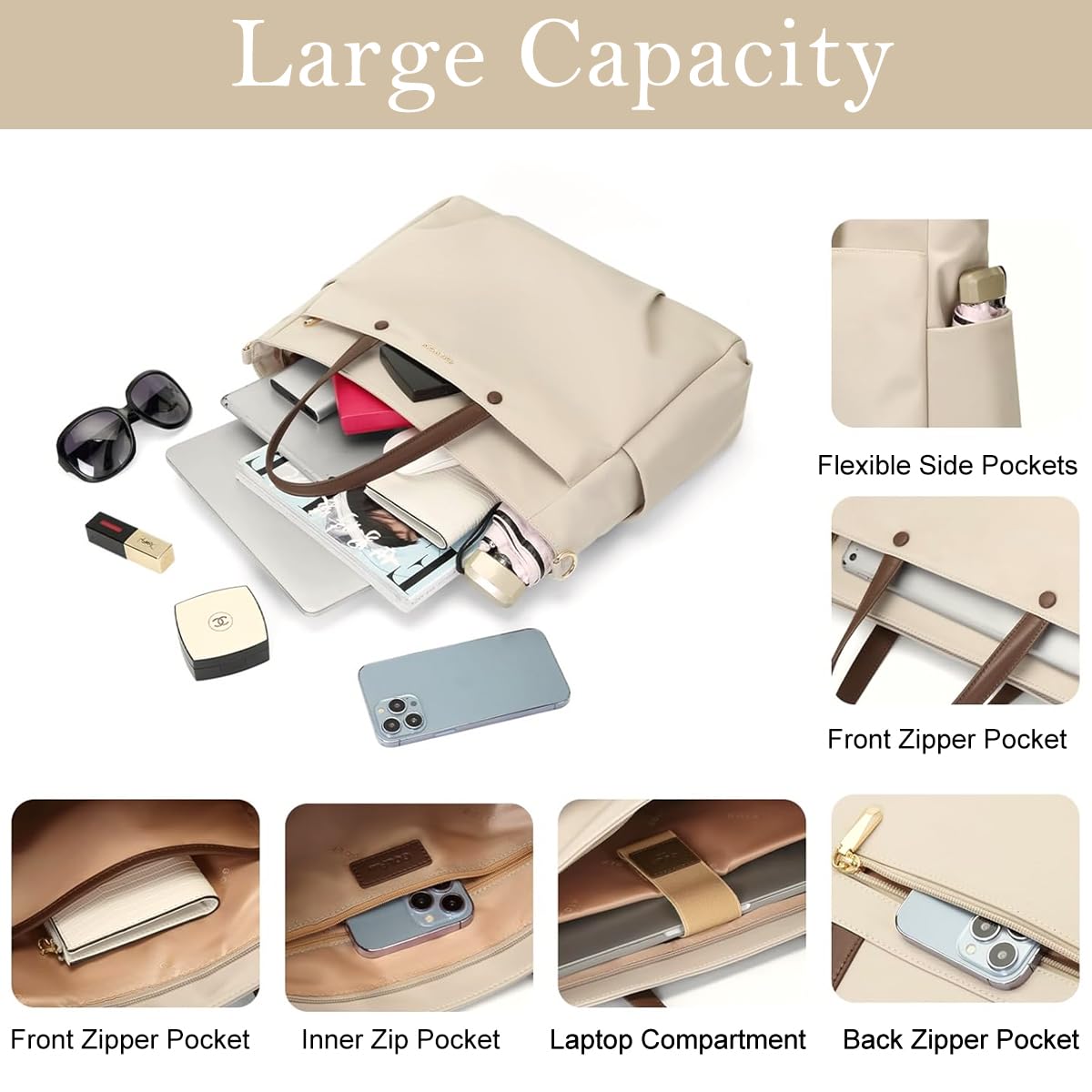 PALAY® Tote Bag for Women Waterproof Shoulder Bag with Removable Strap Large Handbags for Women, Handbags with Zipper for Office, College & Daily Use PALAY® Tote Bag for Women Waterproof Shoulder Bag with Removable Strap Large Handbags for Women, Handbags with Zipper for Office, College & Daily Use